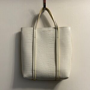 Elizabeth and James Cream Croc-Embossed Tote